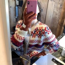 2026秋红色复古100羊毛衫提花针织开衫女欧货羊绒粗毛线毛衣外套