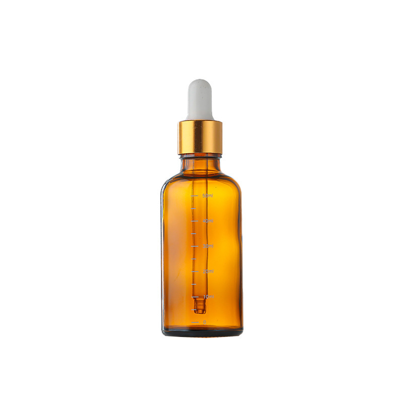 En stock Botella de aceite esencial marrón Botella cuentagotas de 10ml Botella vacía Botella cosmética de vidrio azul Botella secundaria de escala de 30ml
