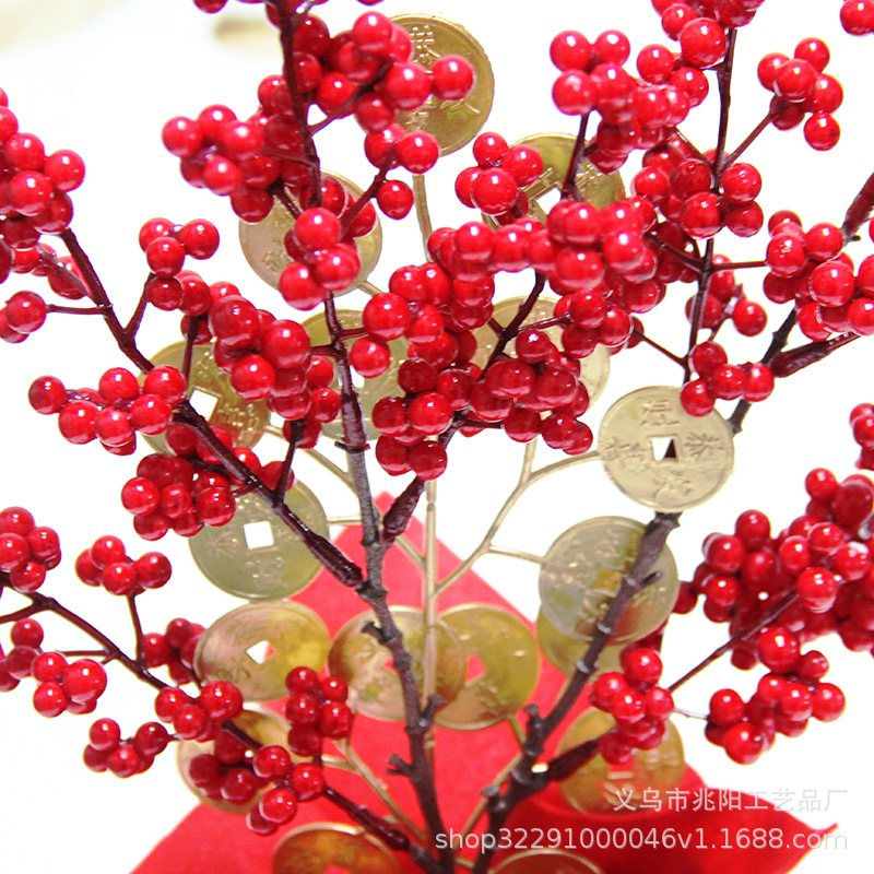 Fortuna árbol rojo fruta árbol simulación paleta fruta dinero árbol primavera Festival Año Nuevo decoración flor salón gabinete elevación Decoración