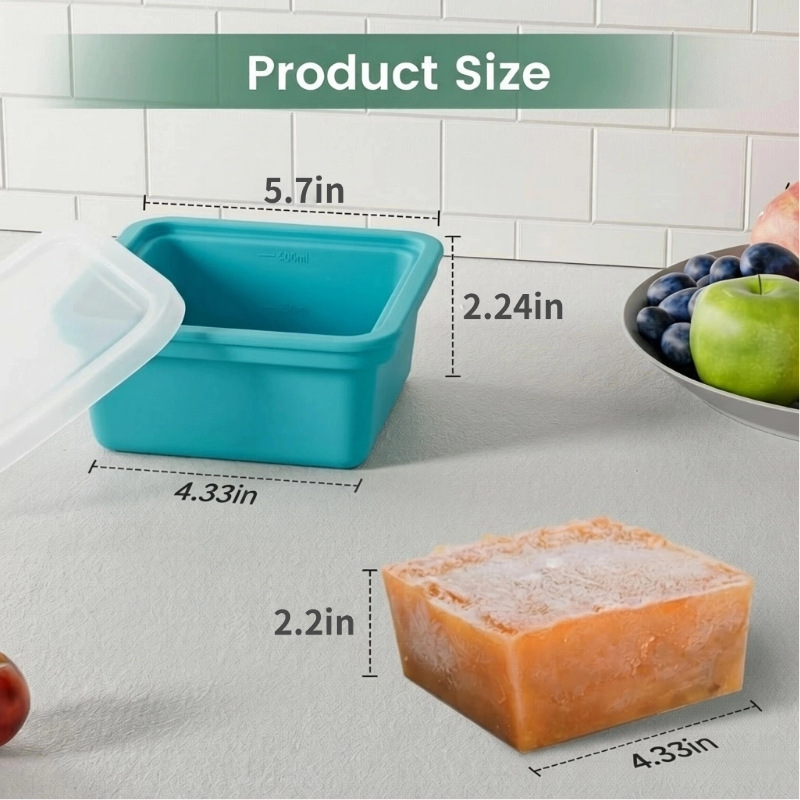 Cross-border silicone square soup box freezer box single hole portable box with lid kitchen household juice freezing crisper 4