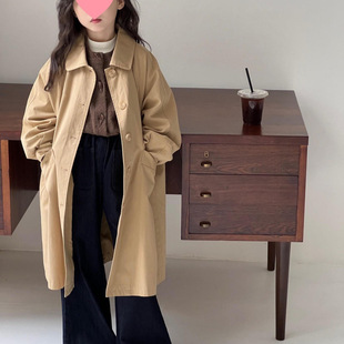 Girls' Long Coat 2024 New Autumn Coat Spring and Autumn Big Children's Artistic Casual Girl's Autumn Coat