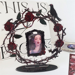 Original Dark Night Rose Card Stand Star Idol Fan Rotating Photo Storage Frame Acrylic