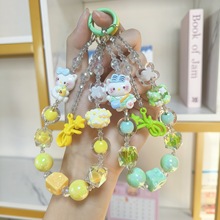 手绘串珠手机挂绳配饰三丽鸥KT猫手机链钥匙扣双链包包挂件小礼品