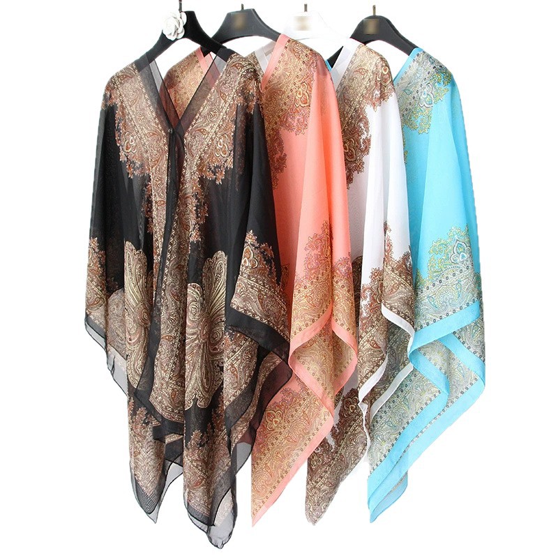 Sciarpa estiva in chiffon paisley pareo donna per spiaggia_voghion.com