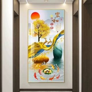 玄关装饰画带灯发光入户正对进门墙壁挂画2026年新款走廊过道壁画