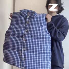 【原版做工】棉服马甲 立领格子无袖棉服马甲外套 实价图片色人棉