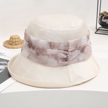 春夏褶皱轻薄款渔夫帽子女妈妈款防晒优雅遮阳帽可折叠出游度假帽