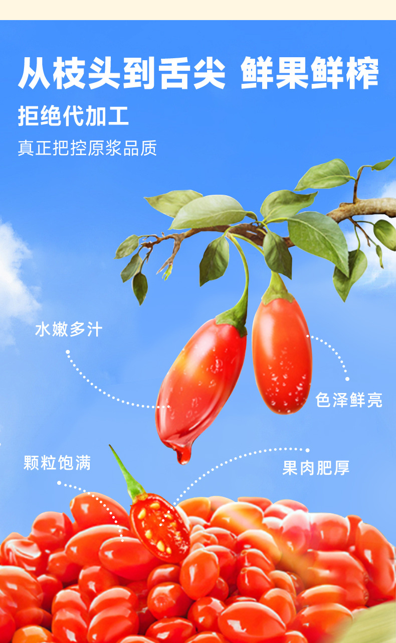Red and Black Goji Berry Juice Gift Box 2.7L Ningxia Goji Original Pulp Ready to Drink in use
