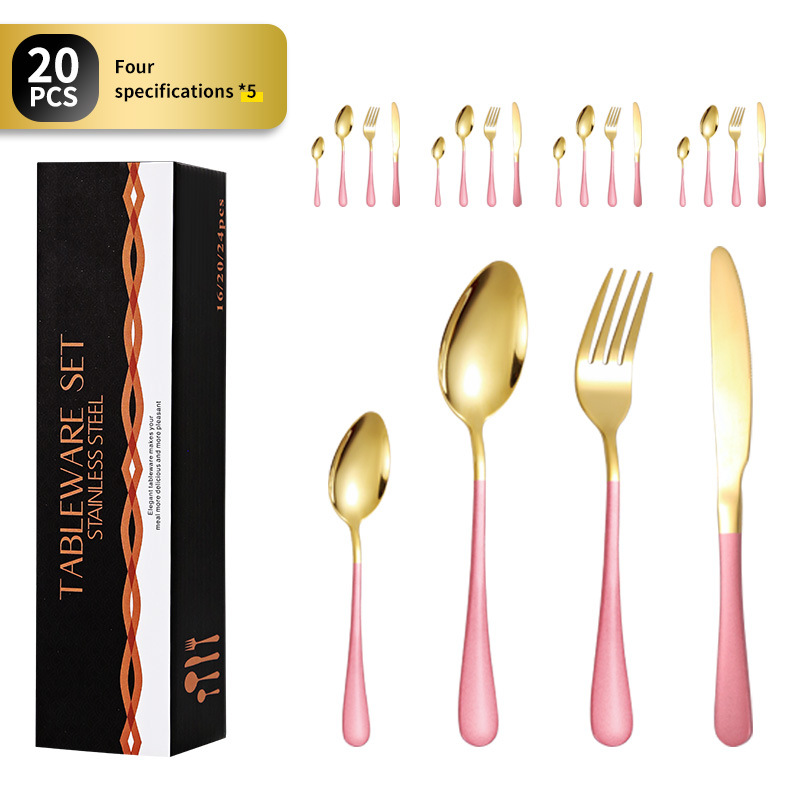Cross-border Amazon 1010 vajilla de acero inoxidable de cuatro piezas conjunto de 20 piezas conjunto occidental cuchillo de carne tenedor cuchara caja de regalo traje