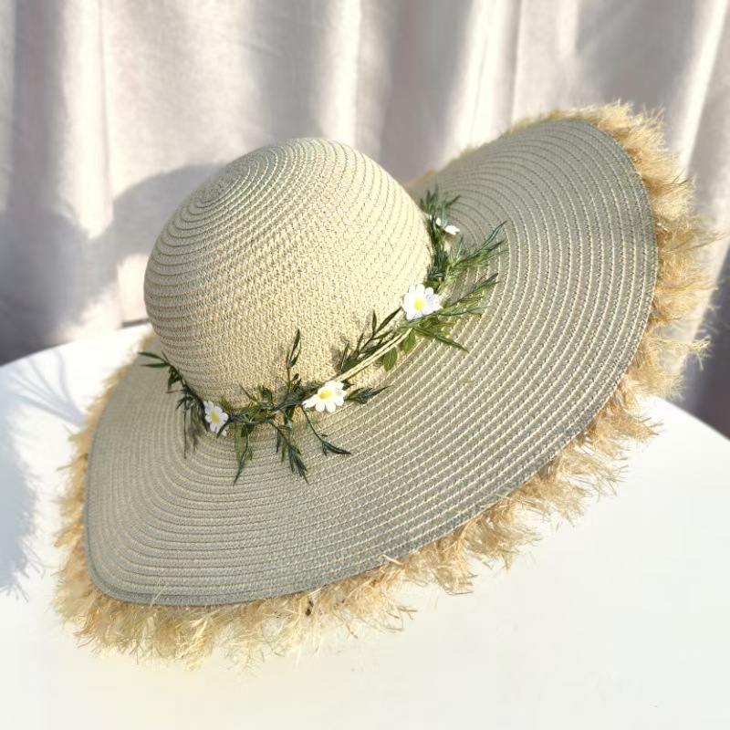 Women Wide Brim Straw Sun Hat For Summer Beach Vacation Travel_voghion.com