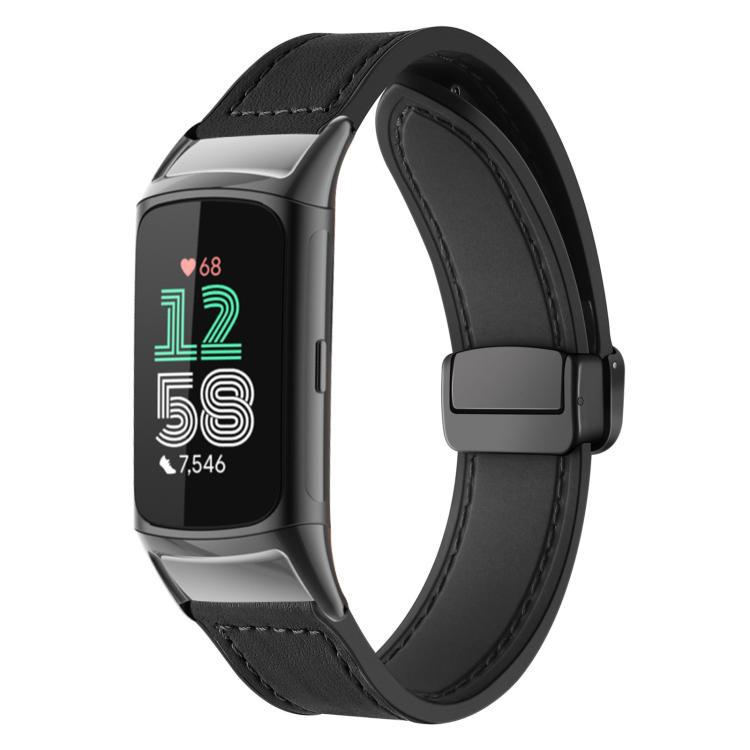 xDfind Crazy Horse Silicone Bracelet Magnetic Buckle para Fitbit Charge 5 / Charge 6