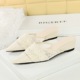 599-28 French Fashion Slippers for Women, Lace Mesh, Pointed Point, Shallow Mouth, One Step Stepping, Slope Style, Outerwear, Half Dragged, Female