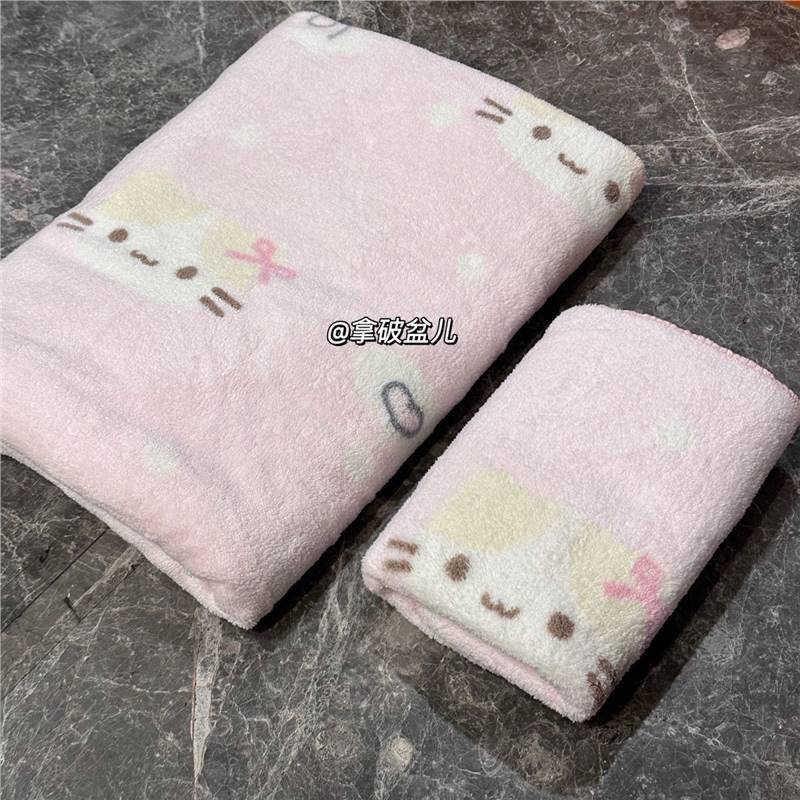 自制棉花糖猫大浴巾柔软吸水毛巾可爱洗澡裹巾家用|undefined