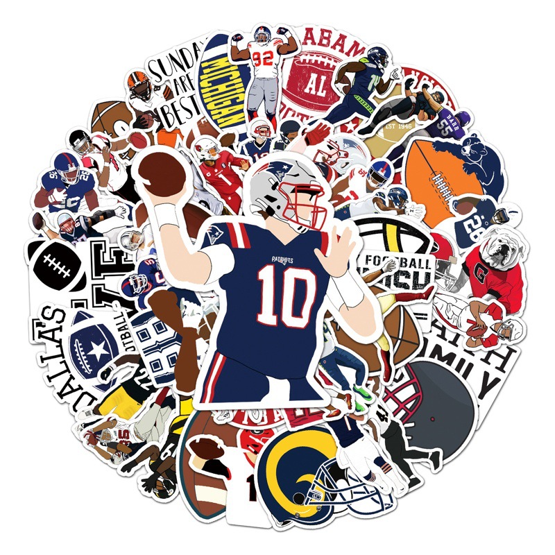 50 piezas de rugby graffiti personalizado transfronteriza deportes Goo tarjeta mano cuenta DIY monopatín equipaje pegatinas a prueba de agua