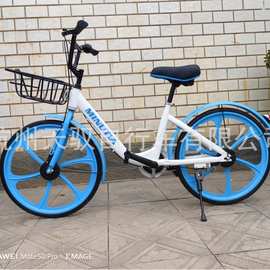高档共享单车24寸自行车26寸公共自行车免充气轮胎一体轮自行车