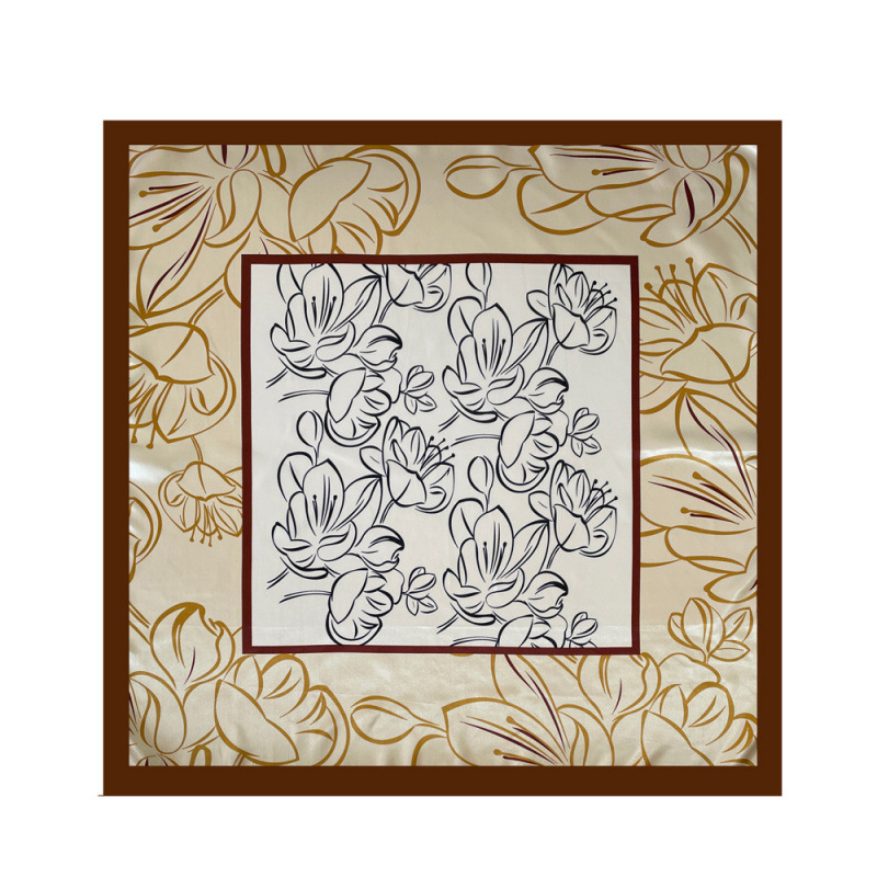 Women's Large Square Silk Scarf 90cm European American Style Satin Printed Handbag Headscarf Middle East Fashion_voghion.com