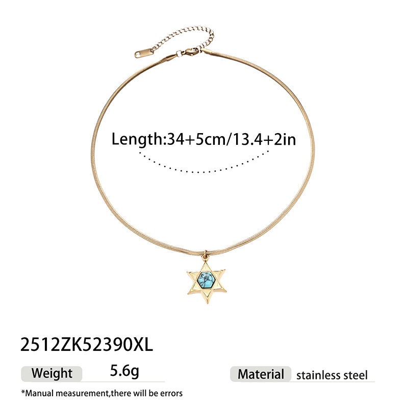 Tina Europa y los Estados Unidos pájaro universal diseño de forma de estrella de cinco puntas incrustado collar de piedra natural lujoso ligero de alta calidad mujer image 7