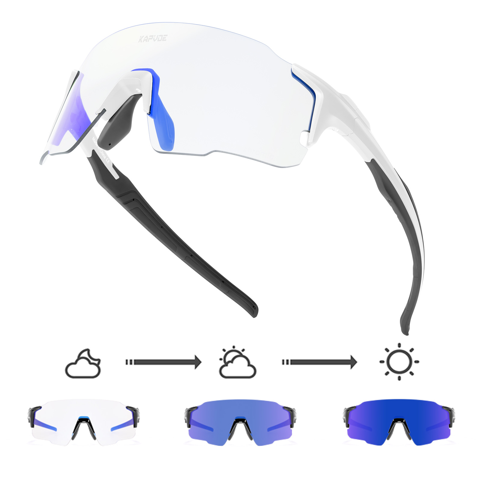 Gafas Antideslumbrantes de Ciclismo de TR90, Cortavientos, Apto para Miopía, para Ciclismo