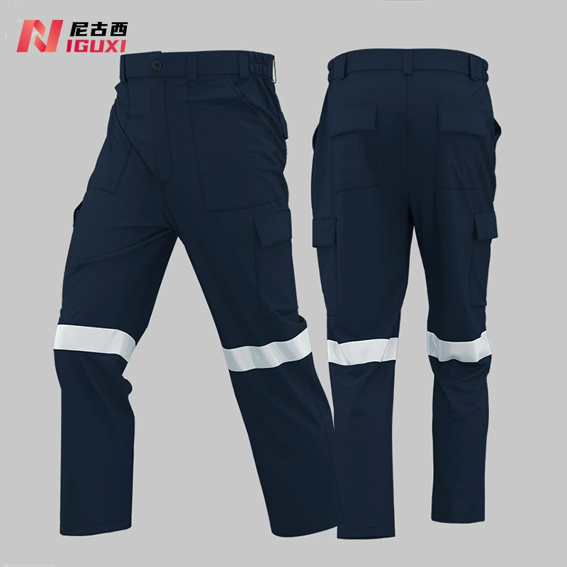 Хлопчатобумажные весенние и осенние штаны для мужчин строительной площадки свободные трудовые штаны светоотражающие полоски хлопчатобумажная рабочая одежда под заказ