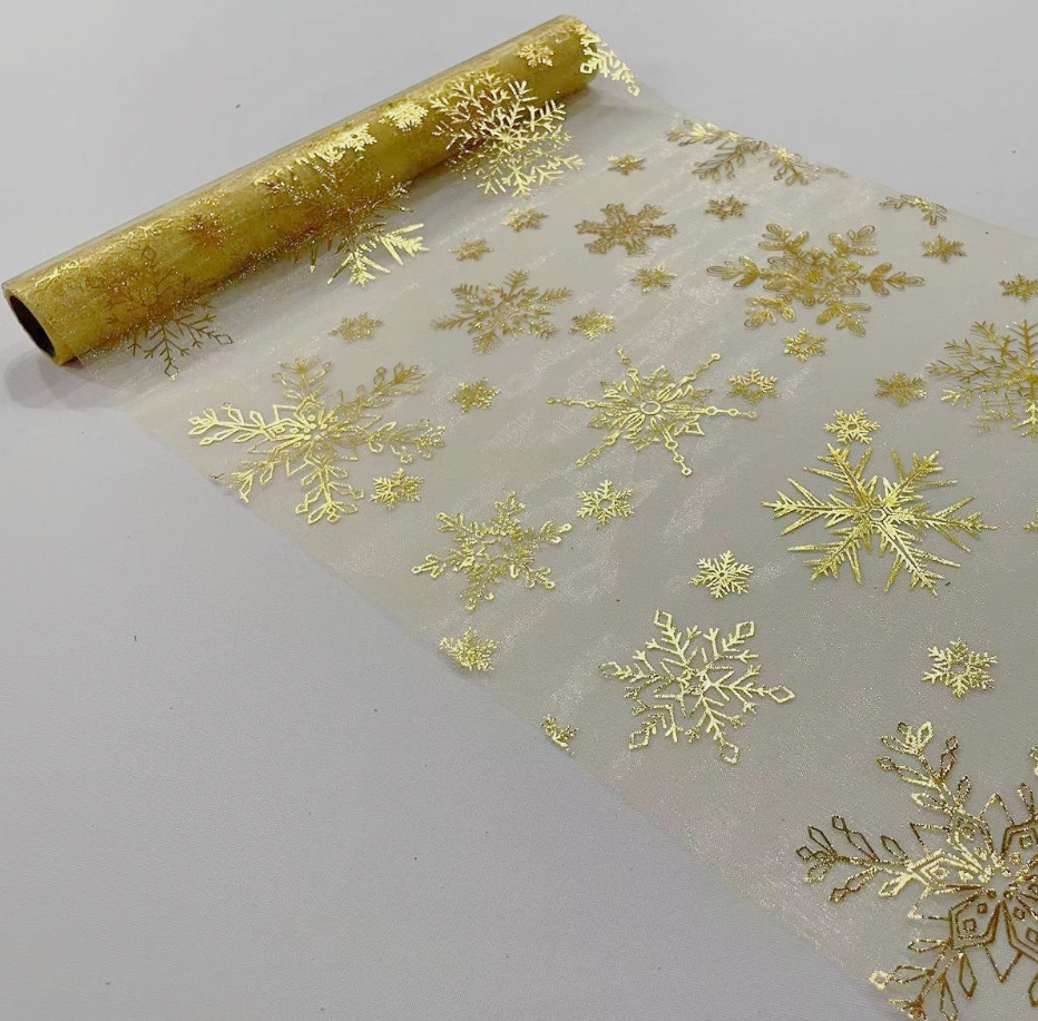 欧根纱 雪花 金色3