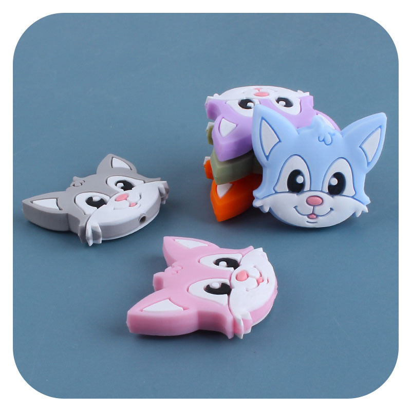 DIY creativo bebé suministros de dibujos animados animal Fox gato silicona joyería bebé chupete cadena molar mordedor pulsera accesorios