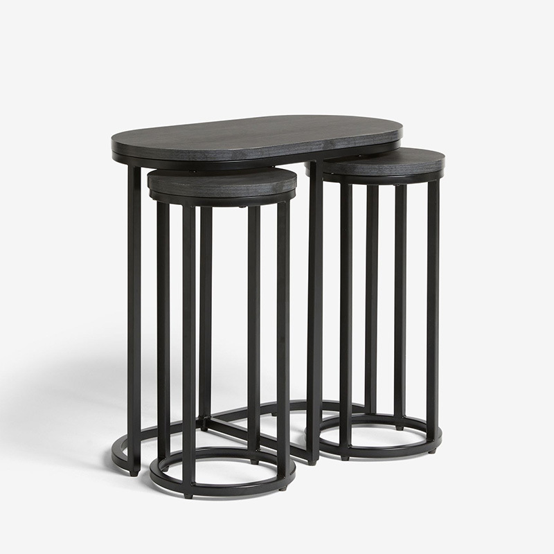 Mesa de té de lujo ligera, sala de estar de alta calidad, mesa de café redonda de madera sólida image 6