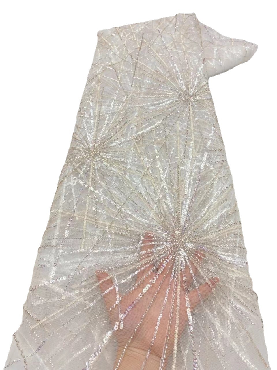 Fuegos artificiales de verano rayas lentejuelas encaje vestido europeo y americano los niños tela bordada JX3556