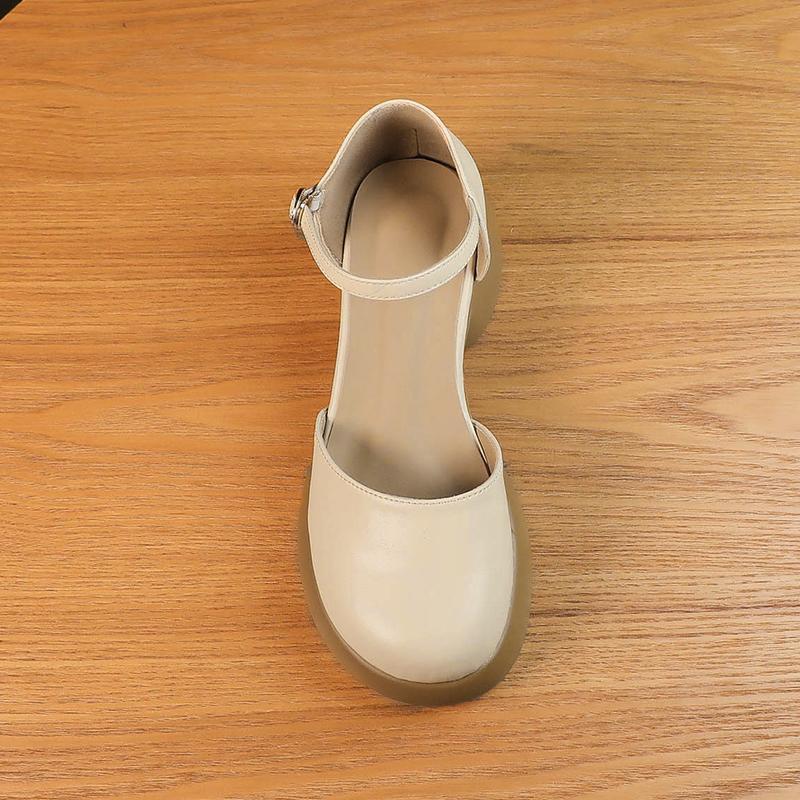 Baotou sandalias súper suaves para mujeres verano 2024 nuevo estilo red red tacon grueso hebilla hueco zapatos Mary Jane