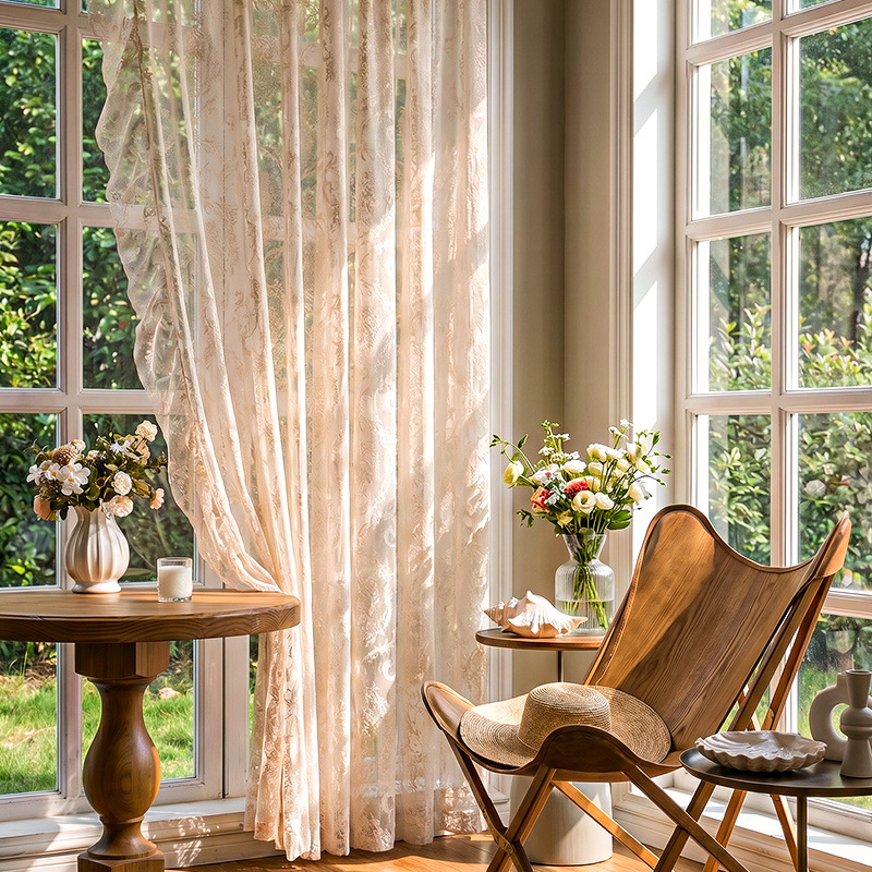 Cortinas de encaje estilo francés para salón y comedor_voghion.com