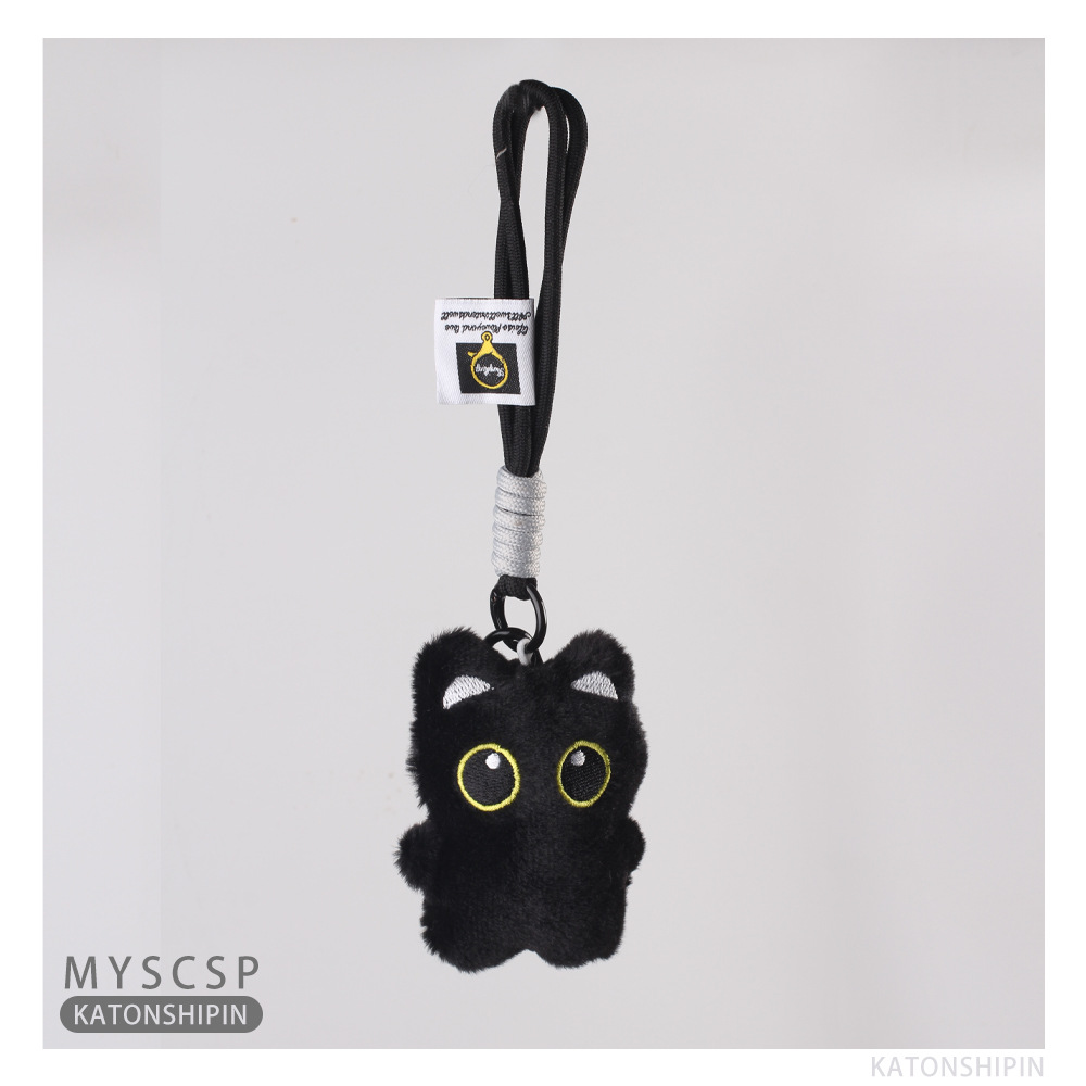 Nueva cabeza de cerdo, ojos grandes, gato negro, bolsas de peluche, colgantes, muñecas lindas, colgantes exquisitos, llaveros de automóviles