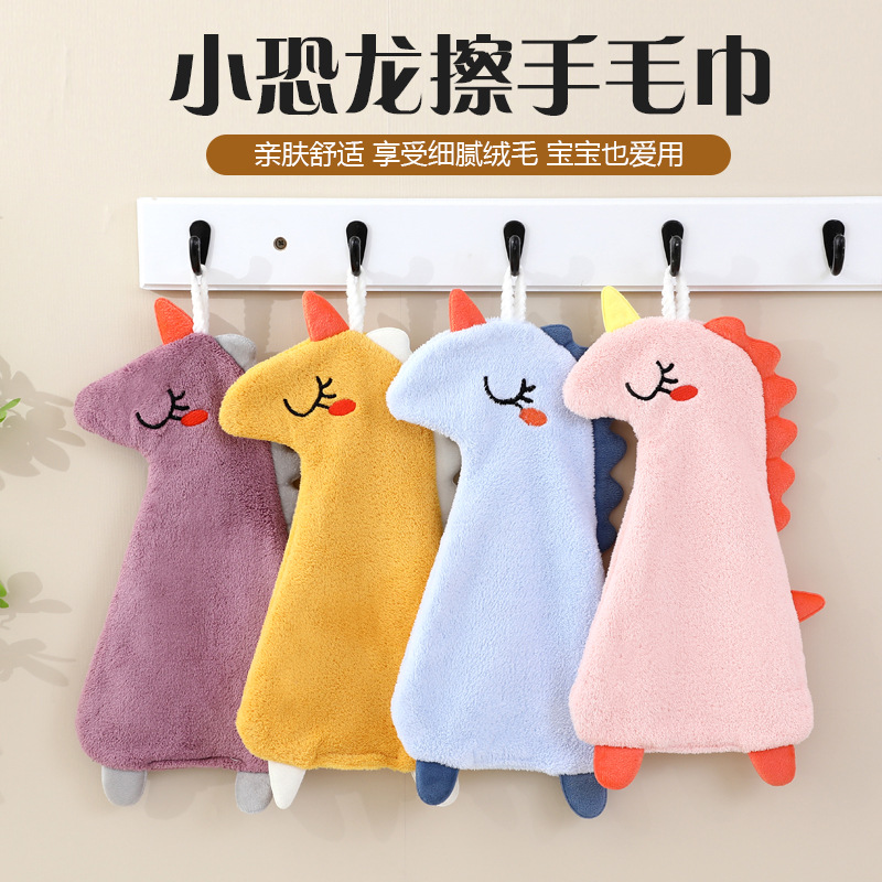 더블 레이어 수건은 만화 사각형 두꺼운 흡수성 수건 산호 양털 귀여운 어린이 손 천 도매를 걸 수 있습니다.