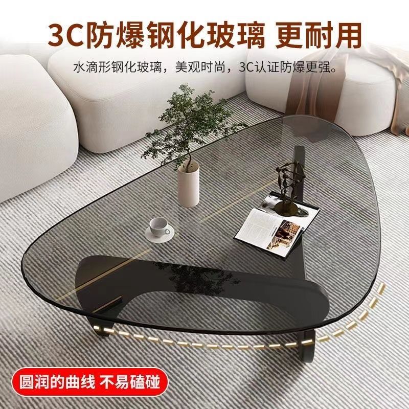 Nuevo tipo de goteo de agua mesa de té de vidrio para el hogar pequeño hogar sala de estar lujosa moderna y simple madera sólida creativa nochi
