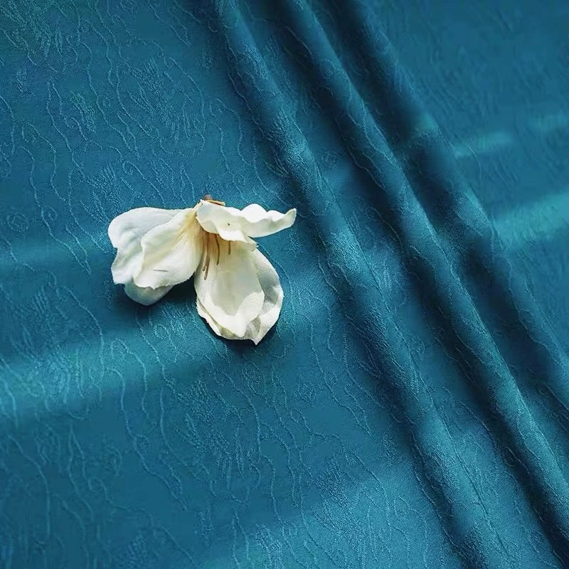 Темный узор Hanfu Fabric 30 Бирюзовый синий античный стиль гусиный тростник жаккардовое платье Домашний костюм вискоза ткань