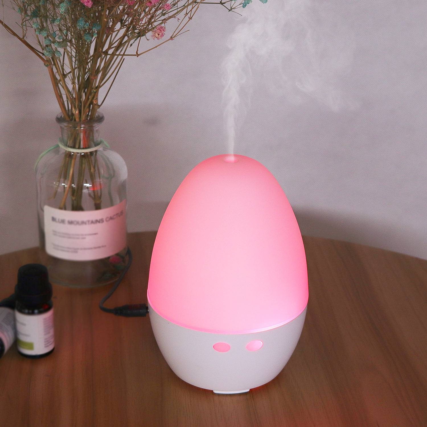Humidificador de aromaterapia de 5v de grano de madera transfronterizo, máquina de aromaterapia de aceite esencial, luz ambiental colorida, humidificador de escritorio de oficina doméstica