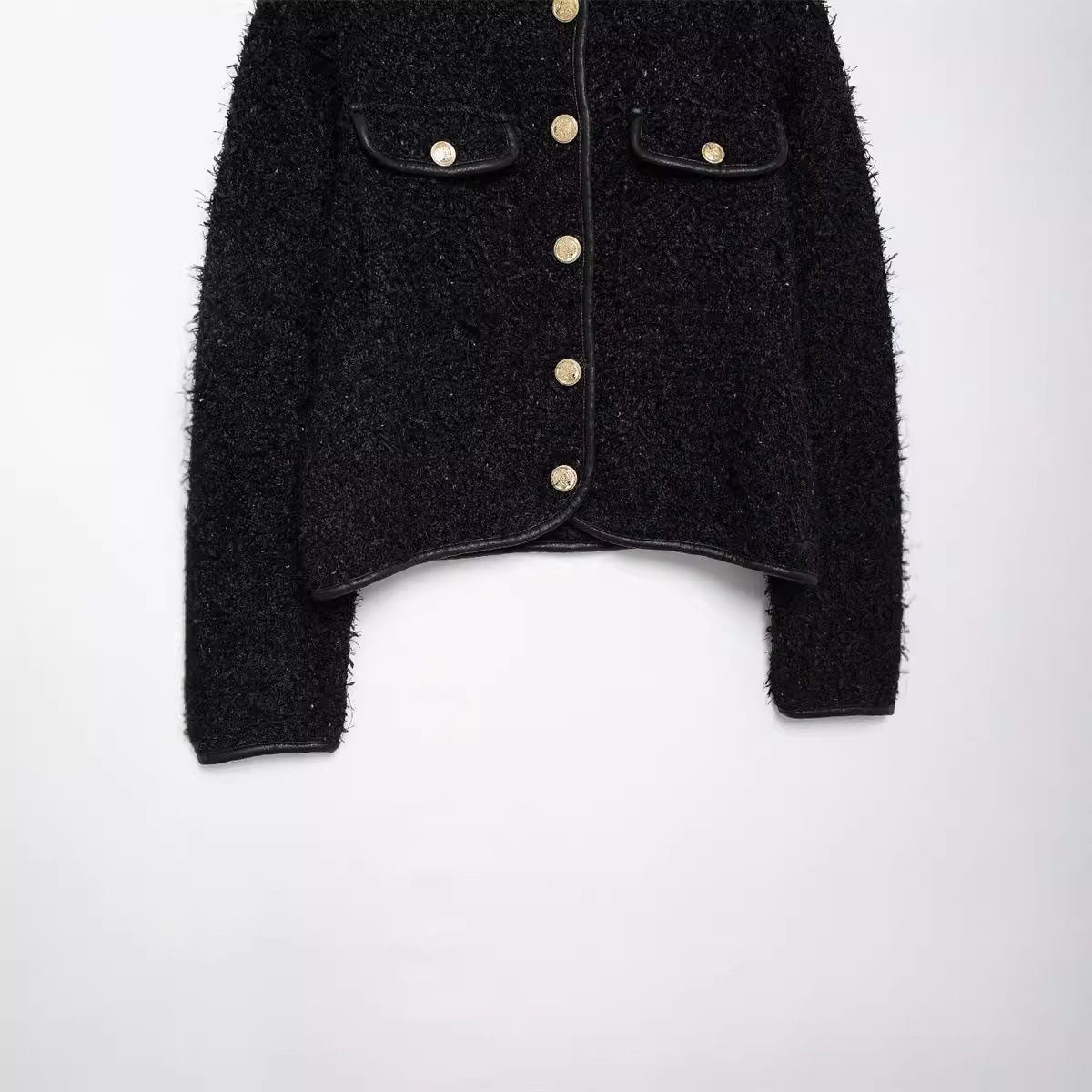 Γυναικείο Φθινόπωρο-Χειμώνας New Metallic Line Μονόπετο Παλτό με Τσέπη και Υφή_voghion.com