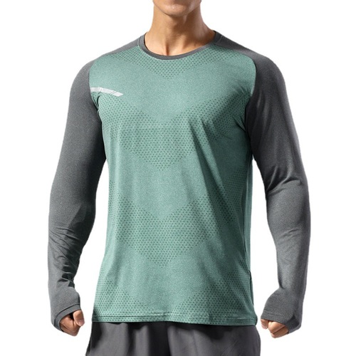 Autumn and winter basketball training clothing for men and women, round neck running fitness T-shirt, outdoor quick-drying clothing, long-sleeved men's style