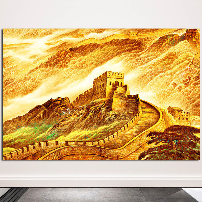 Golden Great Wall Feng Shui Money-making Backer Figure Office Entrance Hotel Atmospheric Poster Decorative Painting Sticker