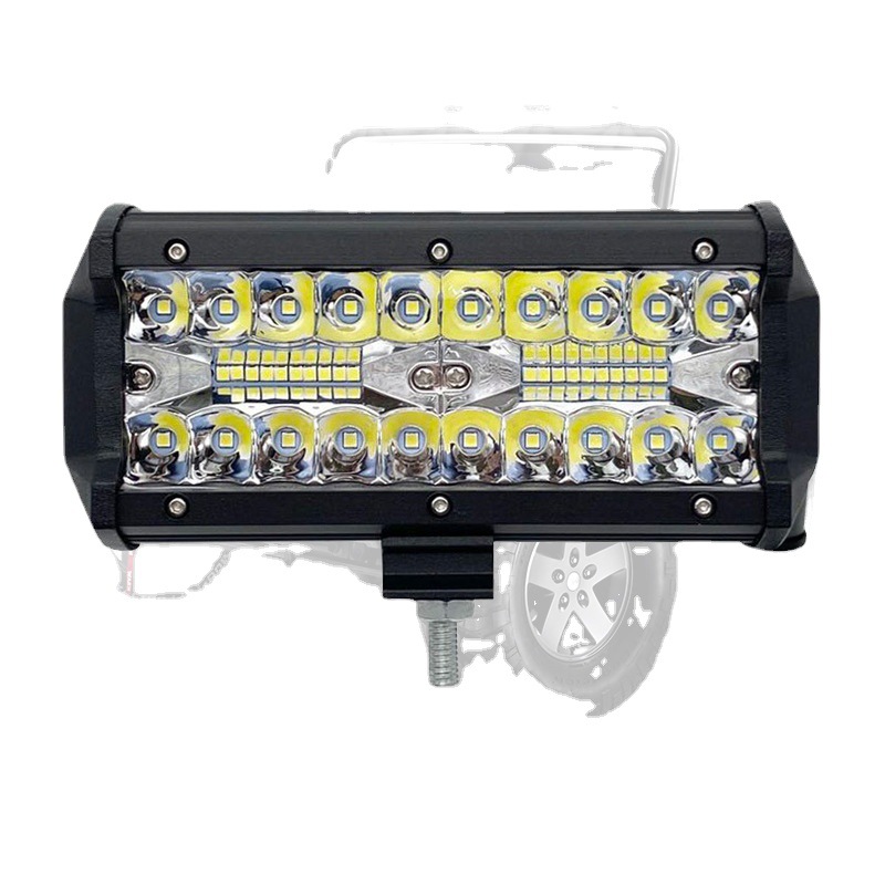 Venta al por mayor de tres filas de focos de 120W para motocicletas vehículos todoterreno especiales accesorios de modificación de vehículos LED luz de barra larga