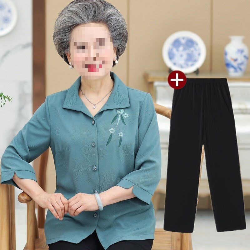 Spring Clothing for Middle-Aged and Elderly Women, Grandma Shirts, Mom Tops, Elderly Clothes, New Summer Shirt Sets for Ladies Spring Clothing for Middle-Aged and Elderly Women, Grandma Shirts, Mom Tops, Elderly Clothes, New Summer Shirt Sets for Ladies