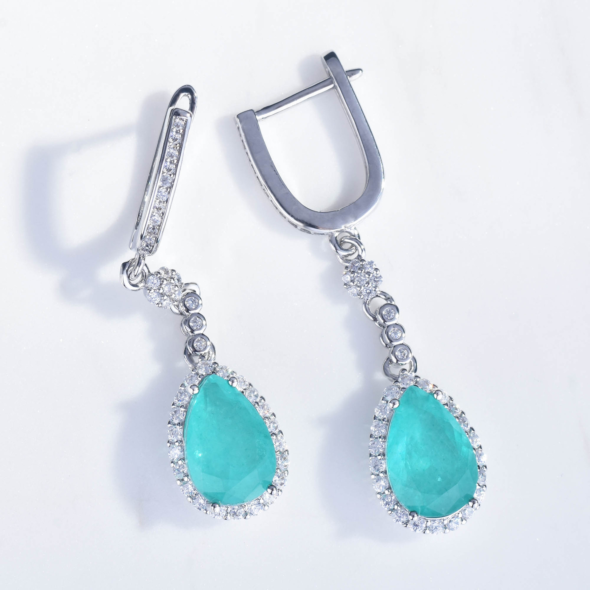 Bijoux En Gros Simulation Naturel Paraiba Ensemble Goutte D&#39;eau Forme Anneau Pendentif Collier Boucles D&#39;oreilles display picture 8