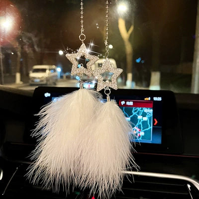 pendant Net red goddess with – Car hanging - star-pendant-white-feather