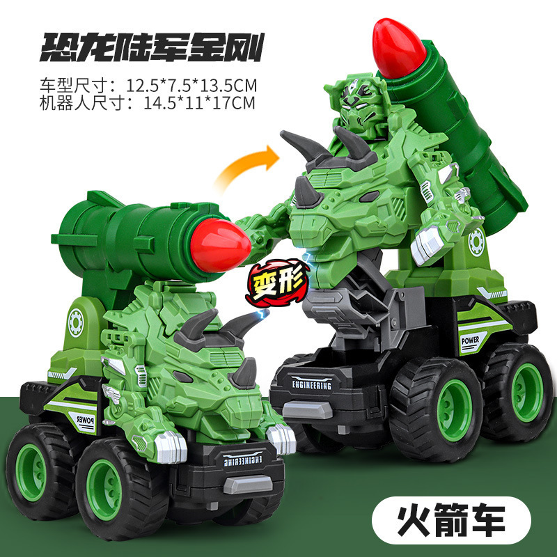 Coche deformado para niños, dinosaurio, coche deformado, robot, vehículo de ingeniería automotriz ensamblado, modelo de coche deformado por colisión inercial