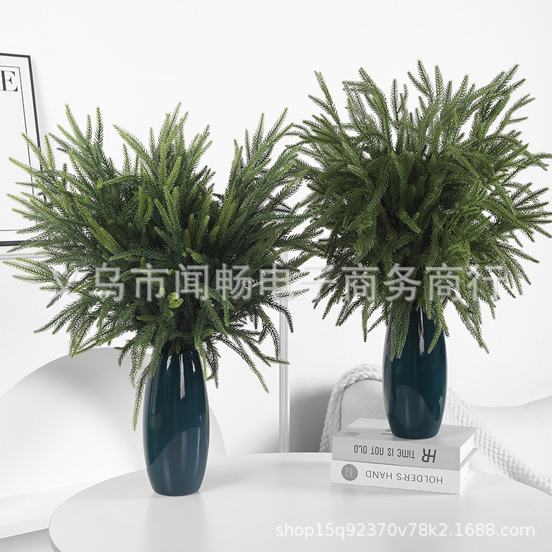 仿真诺福克松单支家居节日跨境亚马逊圣诞节装饰手卷单支软胶松针|undefined