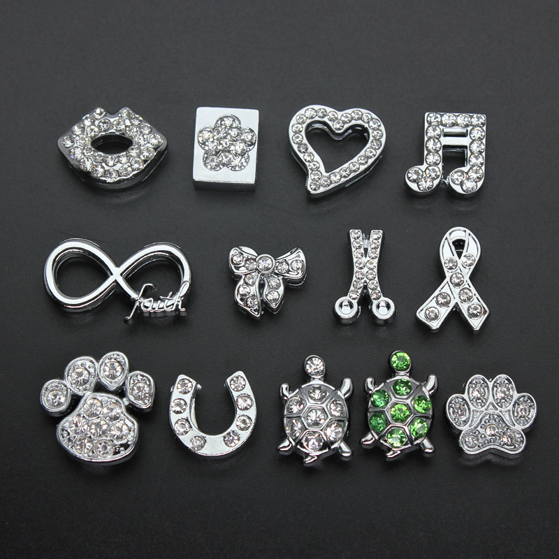 8mm inlaid colored diamond dog feet DIY wrist strap full diamond letter key chain DIY loose perforated jewelry accessories 8mm inlaid colored diamond dog feet DIY wrist strap full diamond letter key chain DIY loose perforated jewelry accessories