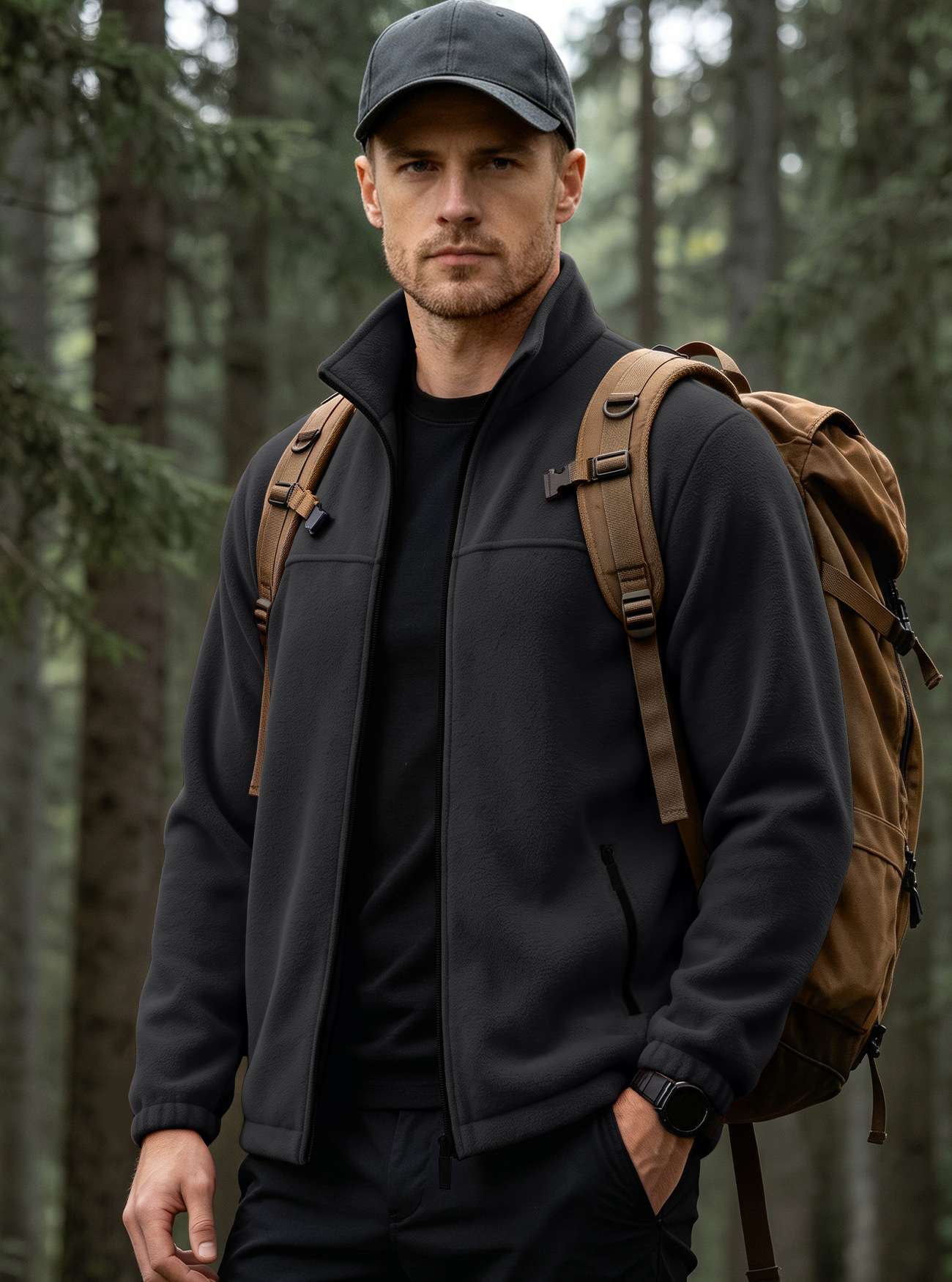 Sudadera con Cuello Alto de Forro Polar para Hombre 380g de Poliéster Térmico para Ocio image 7