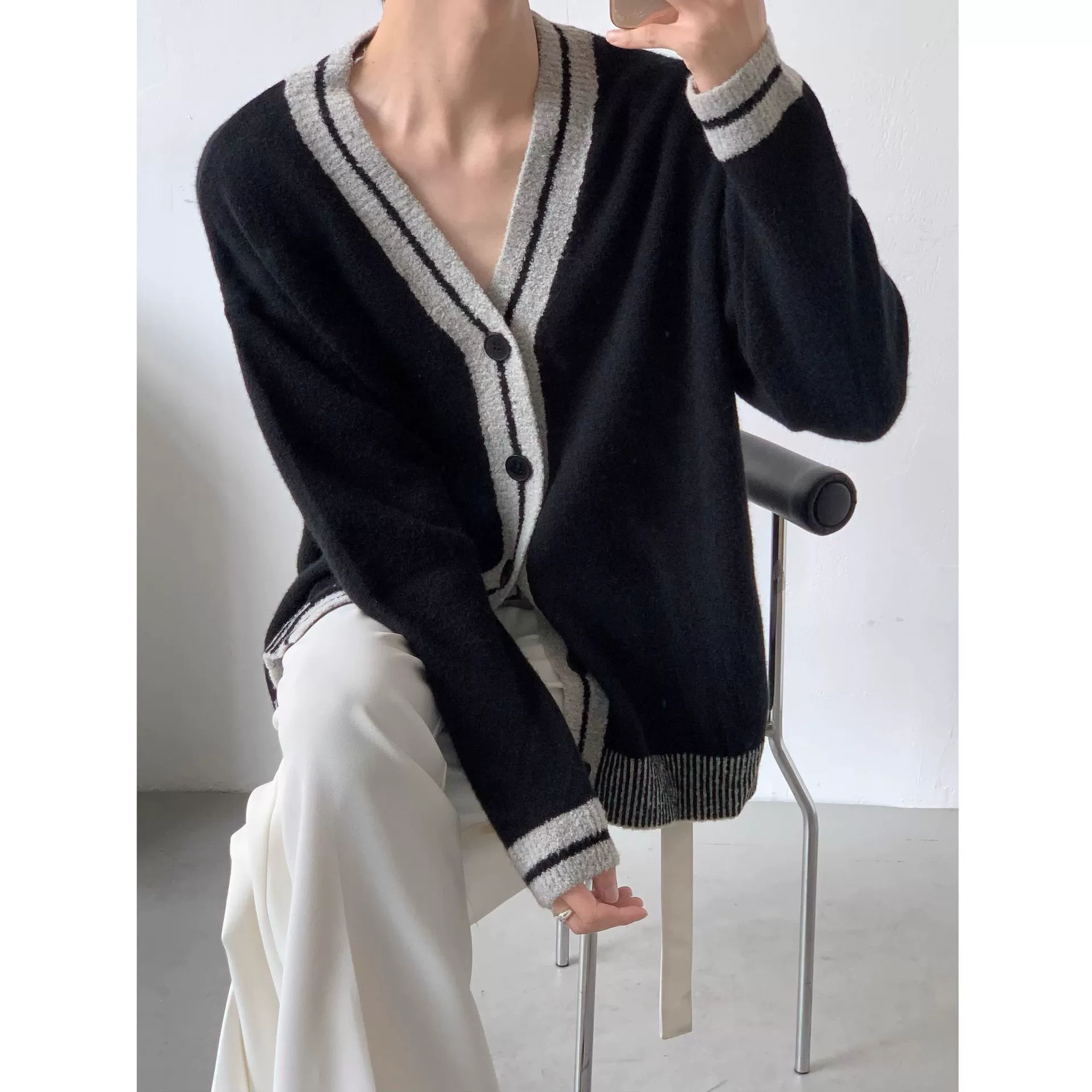 Премиум чувство ретро нишевые кардиганы свитера мужской осень-зима новый свободный ленивый ветер трикотажный топ