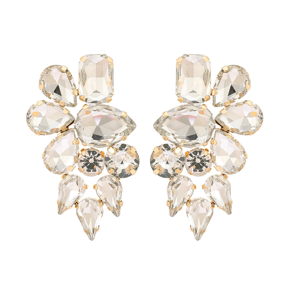 1 Paire Rétro Les Gouttelettes D'eau Strass Placage Femmes Boucles D'oreilles display picture 3