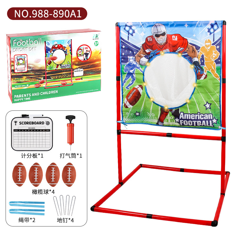 Niños con iluminación rack de rugby lanzar pelota práctica puntuación juego blanco de tela juguete deportivo interior y exterior