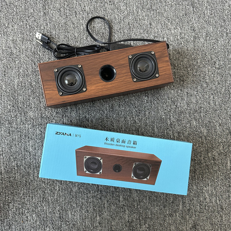 Zhengma S01 Wooden Wired Speaker Usb+3.5 Audio Desktop Notebook Universal Long Single Speaker