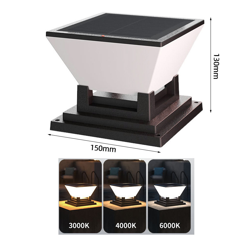 Lámpara Solar de Poste para Comercio Transfronterizo, Impermeable para Exteriores, para Hogar, Villa, Patio, Puerta, Valla, Jardín